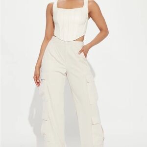 Women's Cream Cargo Pants